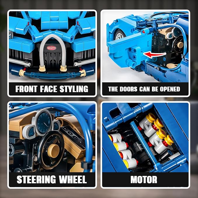 Bluce Sports Car MOC Building Blocks Kit, 1:14 Scale Sports Car Model Toys(1355 Pcs)，Gift for Adults and Kids