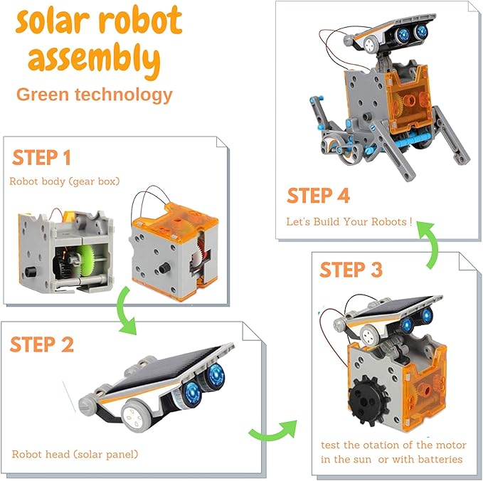 STEM 12-in-1 Solar Robot Toys, Building Science Educational Experiment Kit for Kids Aged 8-12 | 190 Pcs Robotics kit for Kids, Young Engineer Gift for Boys Girls Aged 8-12 & Up