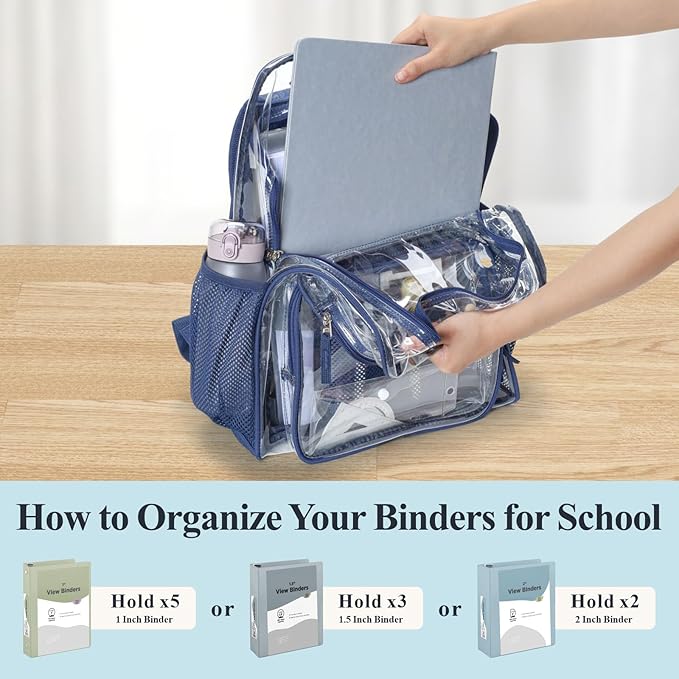 PACKISM Clear Backpack for School - 17 inch Large Heavy Duty Clear Bookbag, See Through PVC Backpacks (for age 12 above)