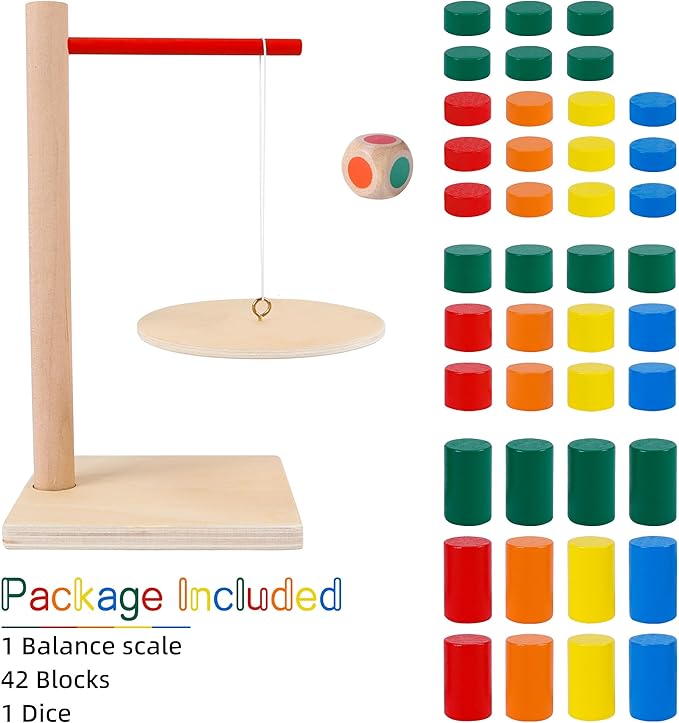 GOTHINK Wooden Balancing Pendulum Game, 42PCS Montessori Balancing Toys for Kids and Adults, Interactive Educational Toy for Children's Gift, Perfect for Parties & Travel