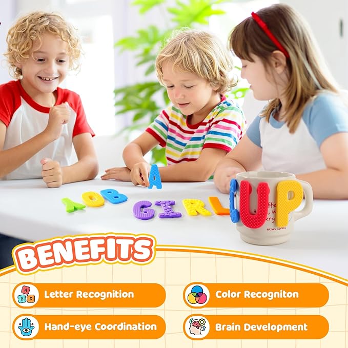 Sensory Fidget Toys for Kids Toddler: 26 Pieces Textured Alphabet Suction Toy for Autism - ABC Educational Toy Preschool Learning Activity - Fidget for Classroom - Travel Toys Road Trip Essential