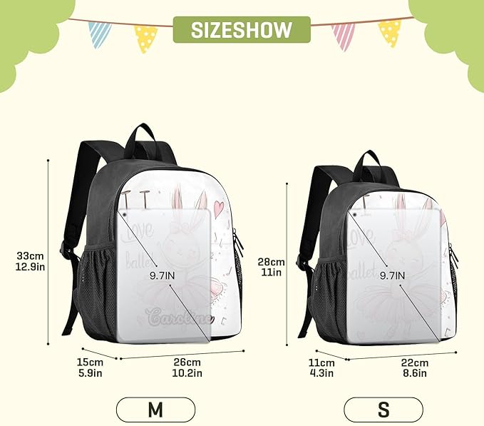 Ballet Bunny Heart Toddler Backpack for Boys Girls 3-6 Preschool Small Backpacks Kids Mini Kindergarten Bookbag for Elementary for Travel School