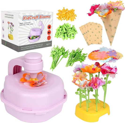 FURNIPLAS DIY Flower Craft Kit for Kid, Fabric Flower Bouquet Making Toy for 4 5 6 7 8 Years, Creative Flowers Press Kits Ages 4-8, Arts & Crafts Educational Activity for Toddler Girl, Preschool Gifts