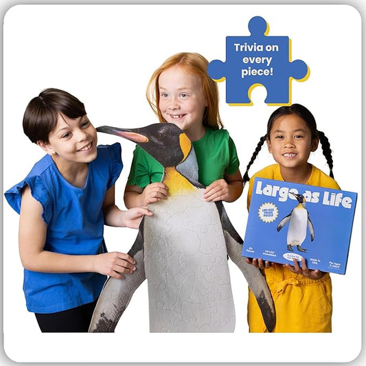 King Penguin Floor Puzzle– 50 pcs Life Size Jigsaw Puzzles for Adults, Teens & Kids, Animal-Themed Montessori Toys & Toddler Puzzles, Educational Activities for Children Ages 3+