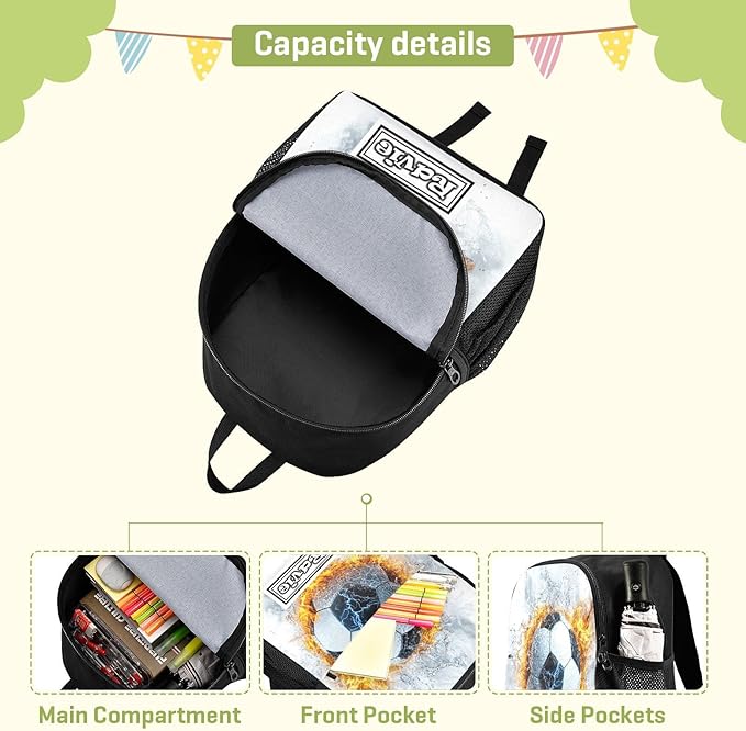 Fire Football Sports Toddler Backpack for Boys Girls 3-6 Preschool Small Backpacks Kids Mini Kindergarten Bookbag for Elementary for Travel School