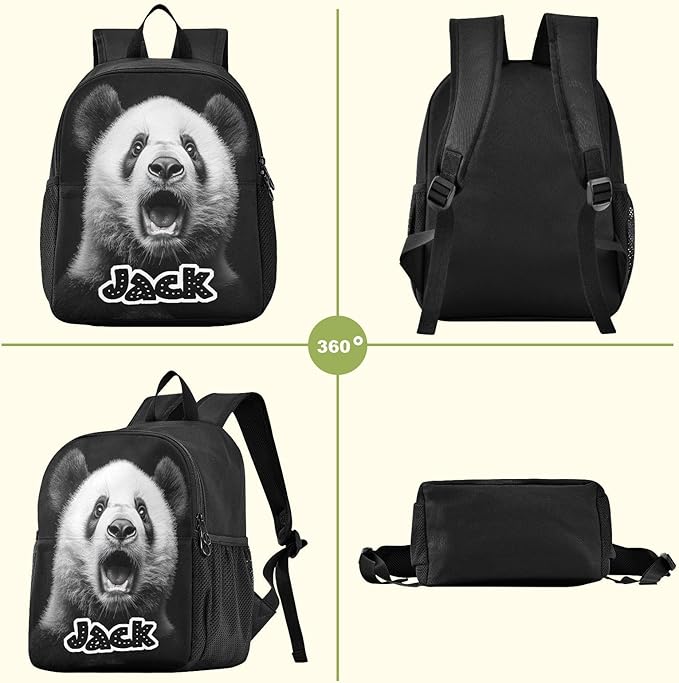 Cute Panda Black Toddler Backpack for Boys Girls 3-6 Preschool Small Backpacks Kids Mini Kindergarten Bookbag for Elementary for Travel