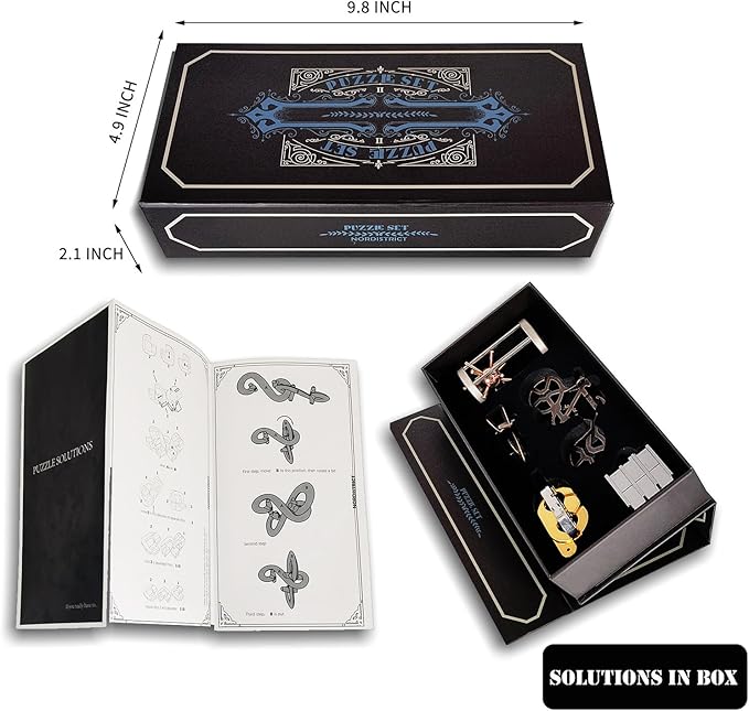 5 Pcs Metal Puzzles 3D Brain Teaser Puzzles for Adults Teens, Highly Difficult Metal Brain Puzzles, IQ Logic Test Disentanglement Game for Classroom Party Mind Challenge School Supplies (Cage Puzzle)