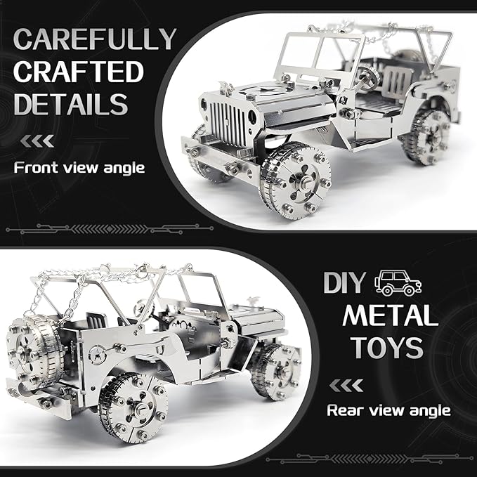 3D Metal Model Kits, Mechanical Iron Blood Car 3D Metal Puzzle,Steel Series DIY Brain Teasers Simple 3D Puzzles Home Decor Art Craft Gifts Toys for Adult