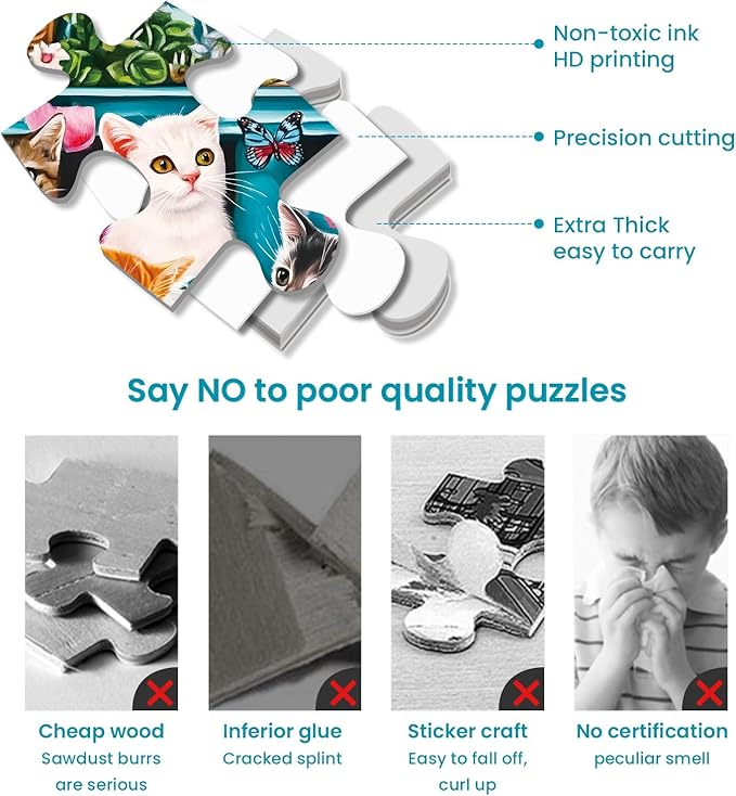 2 Pack 300 Piece Puzzle for Adults,Cute Dogs Cats Jigsaw Puzzle for Adults Teens,Large Piece Puzzle for Kids Ages 8-10 10-12,Glossy & Sturdy Pieces,Challenging Family Game Great Gift Idea,20.5x15 in