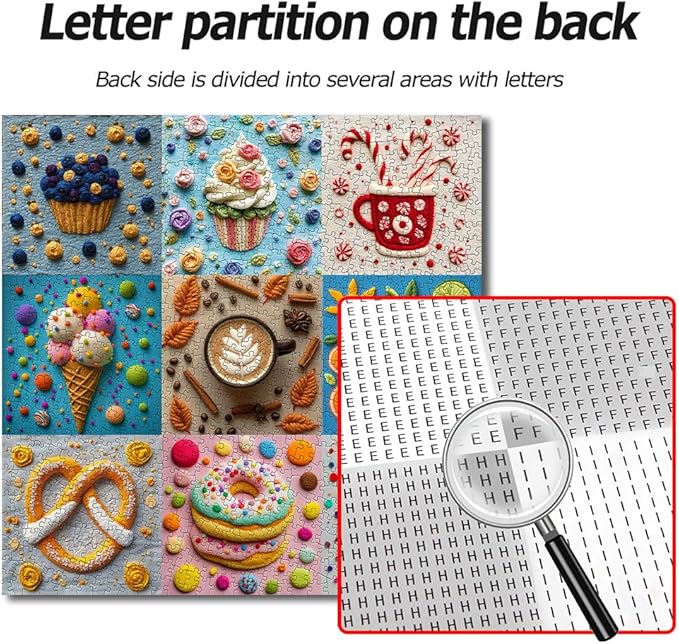 Bgraamiens 1000 Piece Jigsaw Puzzles for Adults – Sweet Life Dessert Grid – Colorful Food Art Puzzle with Cake, Coffee, Candy and Ice Cream – Bright Fun Gift for Relaxation