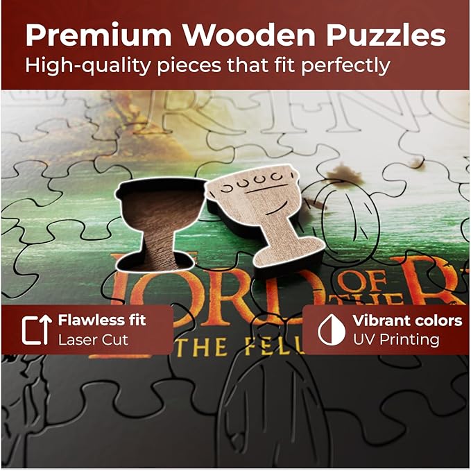 Crafthub Lord of The Rings Wooden Puzzles for Adults – A3 Size with 208 Pieces Wood Puzzles – The Gates of Argonath – Jigsaw Puzzles with Unique Shapes – 14.3" x 10.7"