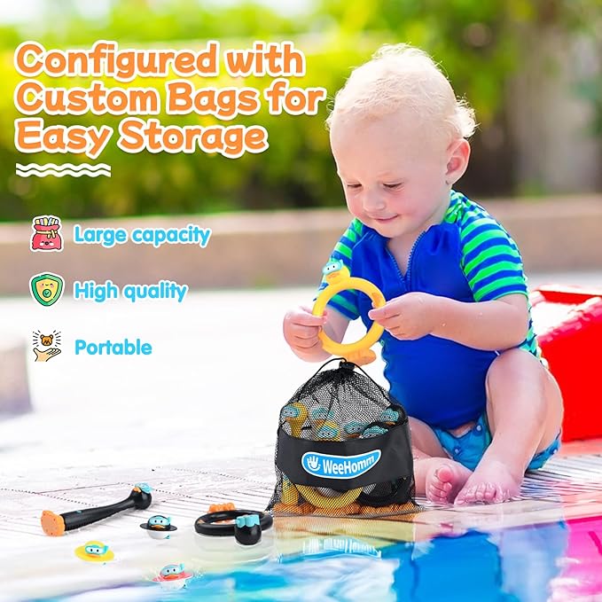 Pool Diving Toys for Kids, 9 PCS Swimming Pool Diving Rings, Summer Duck Dive Sticks with Duck Float Toys for Kids 4-8 8-12, Fun Outdoor Underwater Pool Games for Teens