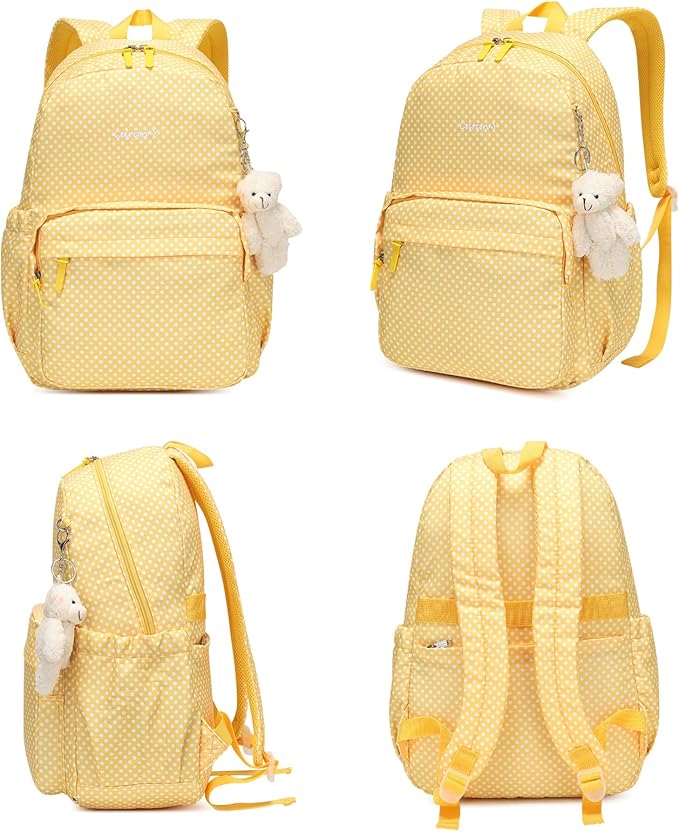 SUN EIGHT Backpack for Girls Kids Backpack Waterproof Large Capacity School Backpacks for Teen for Travel and School (Yellow)