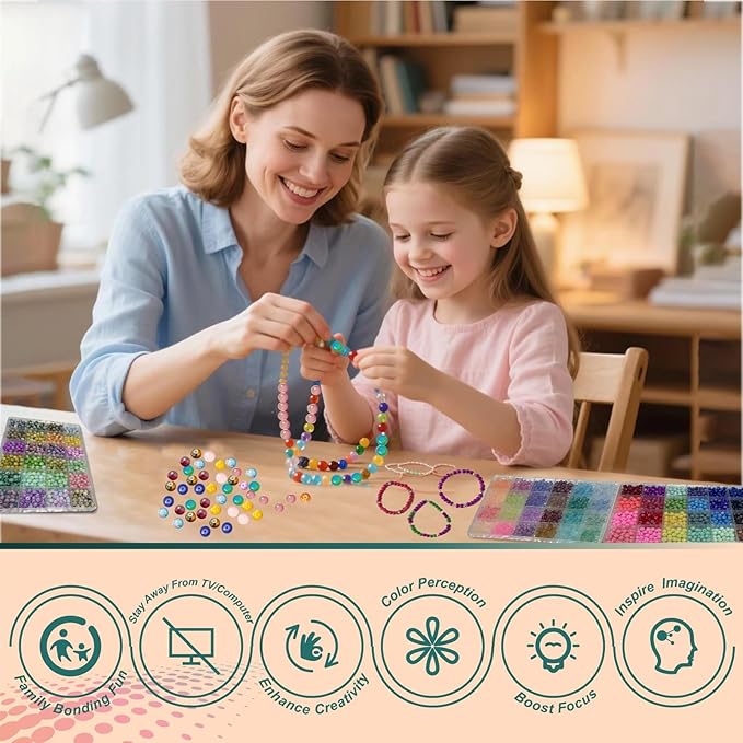 Glass Beads Kit for Jewelry Making - 3 Box Set 72 Colors, 3000pcs Round Colorful Beads for DIY Bracelet Necklace Earring Keychain, Colorful Glass Beads Bracelet Making Kit - 6mm