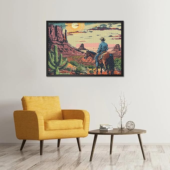 Cowboy Puzzles for Adults - Jigsaw Puzzles 1000 Pieces for Adults Cactus, 27.5x19.7 Inch Monument Valley Arizona Desert Landscape Art Difficult and Challenge Puzzle Game for Home Wall Decor