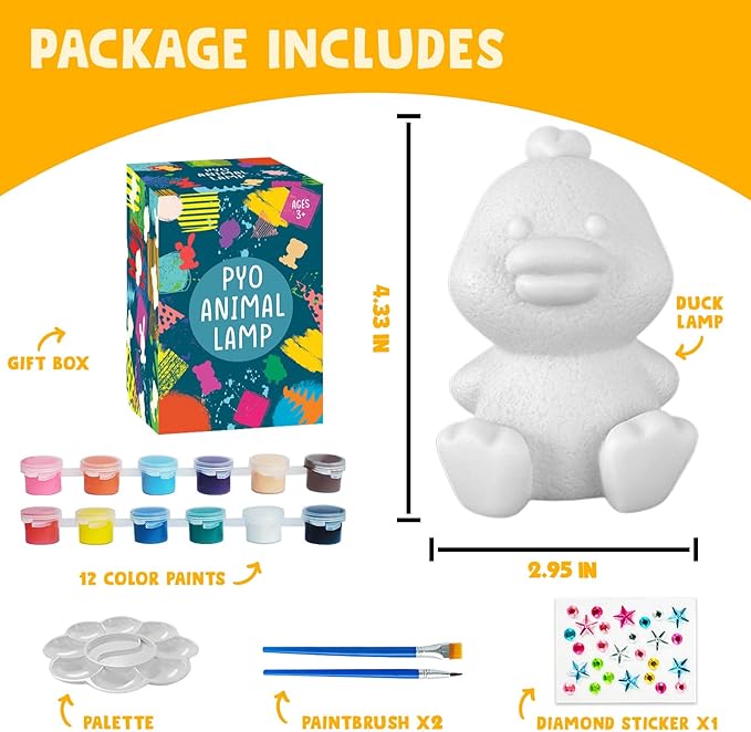 Goodyking Paint Your Own Duck Lamp Kit, DIY Duck Night Light, Arts & Crafts for Kids Ages 8-12, Painting Kit for Kids, Art Supplies Birthday Party Holiday Gift for Teens Girls Boys Age 3 4 5 6 7 8+