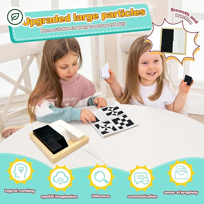 3D Hidden Block Puzzle with Tray - 120 Levels Brain Teaser Game for Kids, Logic Skill Training Toy Ages 3+