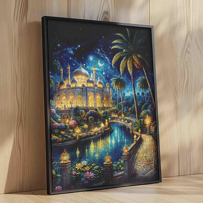Arab Palace Night View Jigsaw Puzzle，Beautiful Scenery 1000 Pieces Jigsaw Puzzles for Adults，27 x 20 Inches Puzzles for Families，HD Quality Puzzle Gift，Family Activity for Game Nights