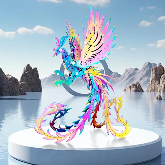 3D Metal Model Kits, Mechanical Undead Bird Seven Colors 3D Metal Puzzle,Steel Mythology Animal Series DIY Brain Teasers Simple 3D Puzzles Home Decor Art Craft Gifts Toys for Adult