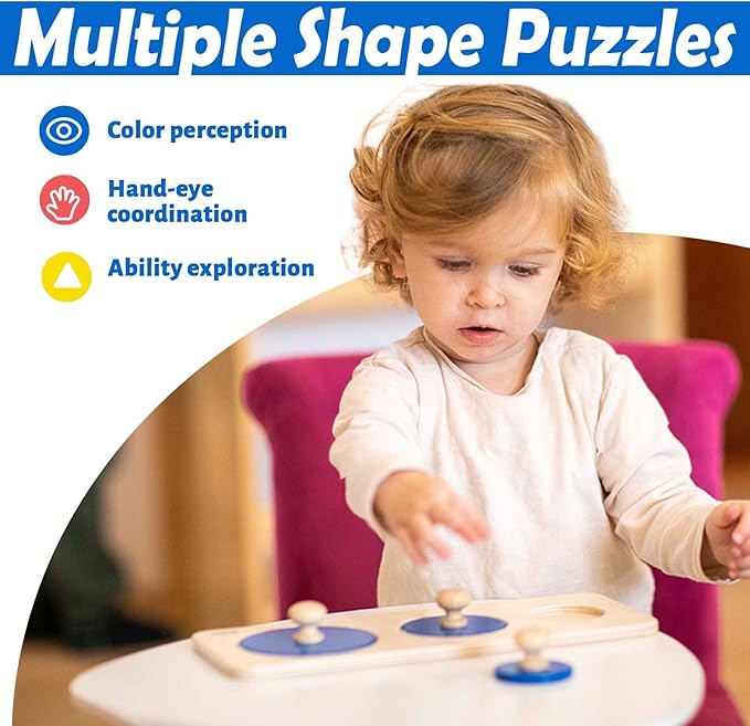 Montessori Shape Puzzle for Toddlers 1-3 - Learning Color & Shape Sorter,Baby Puzzles 12-18 Months with Jumbo Knob,Educational Toys Gifts for Boys and Girls (Multiple Shape Puzzles/Circle Puzzle)