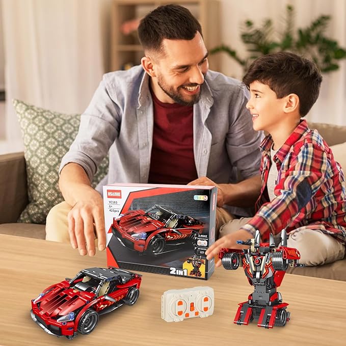 Remote Control Racing Car Building Kit, Compatible with Lego STEM Toys for Kids 2 in 1 Model Car Kit 425 PCS, Gifts Toys for Age 6-12 Years Old Kids Boys