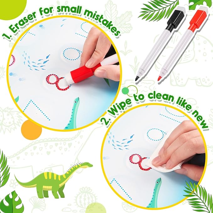 MDINGTD Dinosaur Toys for Kids 3-5, My Preschool Busy Book Montessori Toys for 3 4 5 6 7 Year Old Boys Girls Preschool Learning Homeschool Activities Birthday Gifts for Kids Ages 2-4 5-7