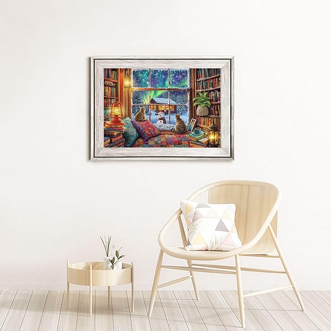 Winter Reading Nook 1000 Piece Jigsaw Puzzle Winter Puzzles 1000 Pieces Funny Cat Puzzle Puzzles for Indoor Cats for Adults Challenging Puzzle Perfect for Game Nights