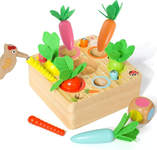 Ancaixin Montessori Toys for 1 Year Old, Magnetic Wooden Toys for 12 Months Boys and Girls, Educational Carrot Toy for Toddlers, Shape Sorting Matching Puzzle for Kids 1 2 3, Birthday Easter Gifts