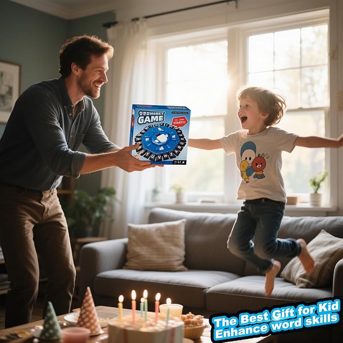 Word Game Family Board Games for Kids & Adults with 2 Modes,220 Topic Categories 24 Letters Pressing Games,Fun Fast-Paced Learning Game,35 Cards,LCD Display Timer,Christmas & Birthday Gifts,Red