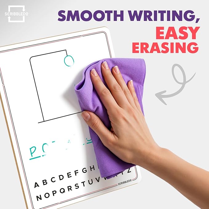 SCRIBBLEDO Hangman Board Game 9”x12 Dry Erase Double-Sided Whiteboard with Blank Writing Surface Hang Man Games Reusable Portable Erasable Hangman Game for Travel Classrooms Homeschool Family Fun