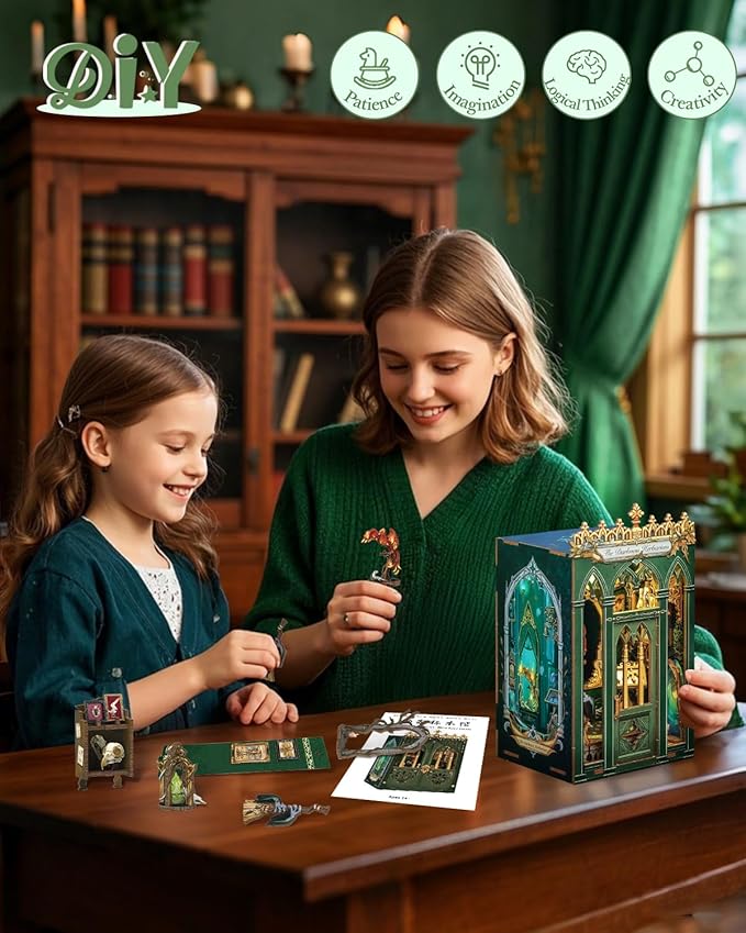 CUTEBEE Book Nook Kit, DIY Miniature House Kits for Adult and Teens, Dollhouse Mini Booknook Magic House Bookshelf, DIY Craft Gifts for Family and Friends（The Darkness Herbarium）