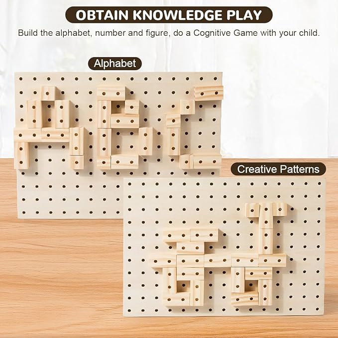 Wooden Building Blocks for Toddlers Ages 3 4 5 6 Years Old - 300 Pcs Wooden Blocks Little Architect Construction Toy for Boys & Girls, Kids Montessori Wooden Building Blocks Stacking Toy