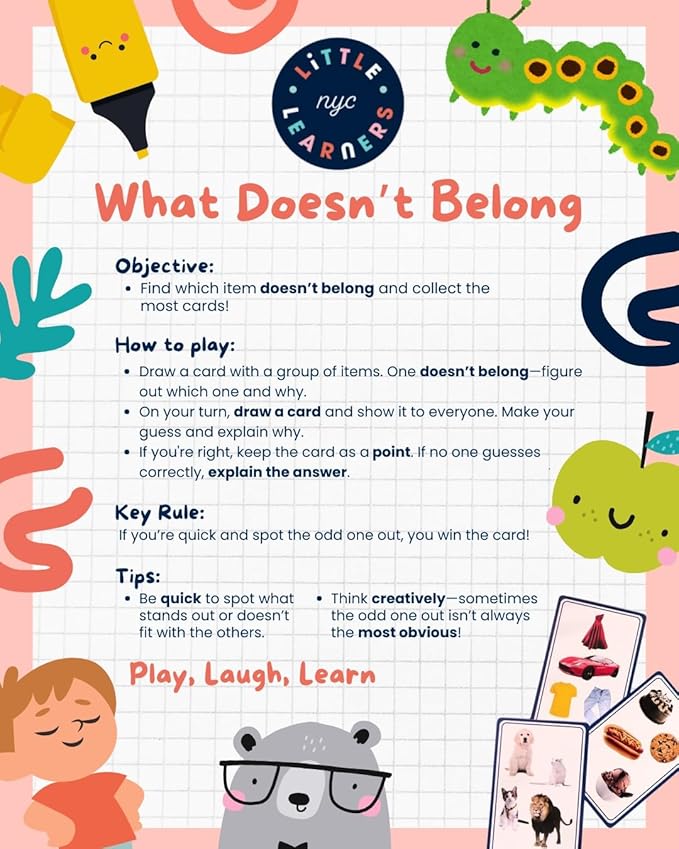 What Doesn't Belong? Educational Card Game for Kids – Fun Logic & Critical Thinking Game for Preschool & Kindergarten – Speech Therapy, Homeschool & Classroom Learning Activity