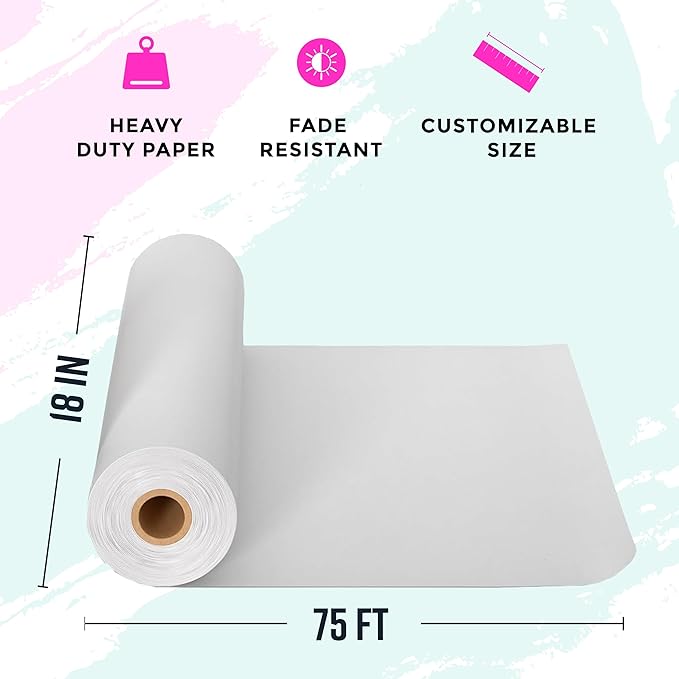 Bryco Goods Kraft Paper Roll - 18” x 75’ (900”) - Pack of 2 - White Easel Paper for Drawing, Painting, Arts & Crafts, Bulletin Boards, and Gift Wrapping - Made in The USA