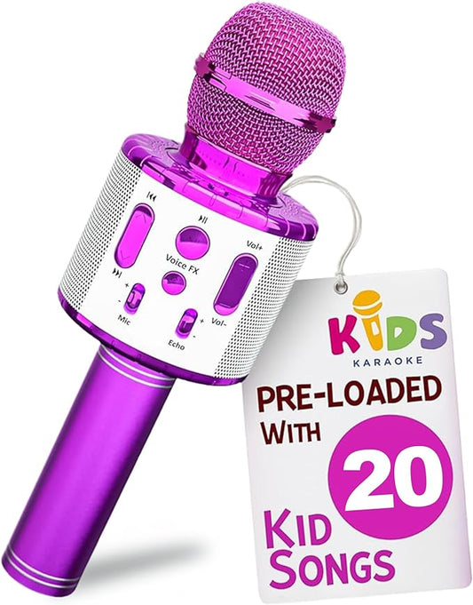 Move2Play, Kids Karaoke Microphone | Includes Pre-Loaded Songs & Bluetooth | Kids Birthday Party Gift | Toy for All Ages 2, 3, 4, 5, 6+ Year Old Girls, Boys & Toddlers