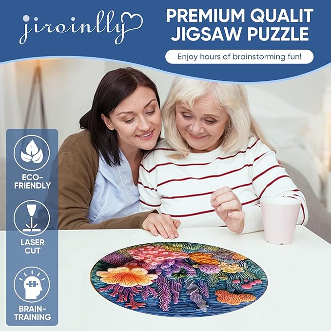 Wooden Puzzles for Adults - Seaweeds Jigsaw Puzzle 200 Piece, Oceans Puzzle, Unique Shaped Creative Gift Toys for Kids and Family Games