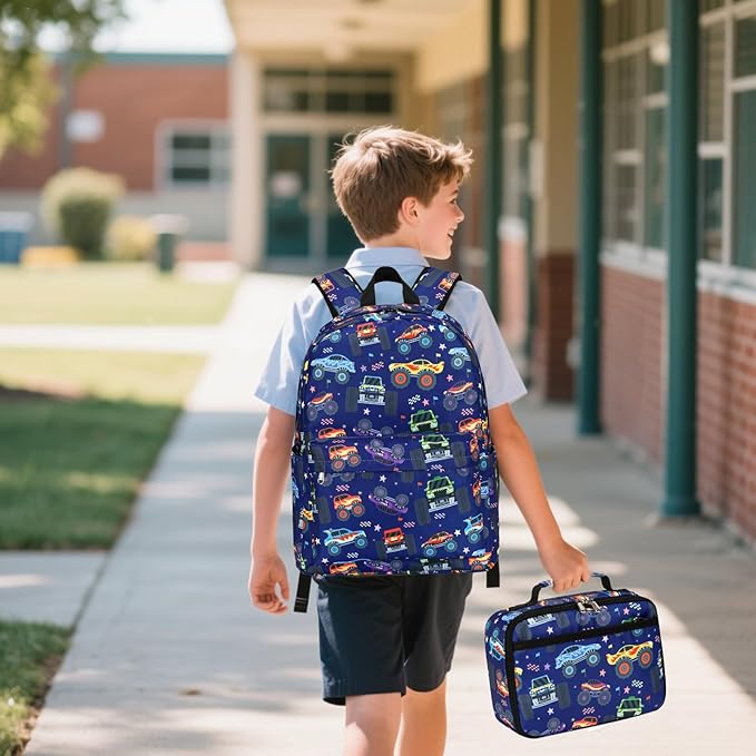 LEDAOU Kids School Backpack with Lunch Box for Boy Girl Toddler BookBag School Bag Preschool Kindergarten Backpack