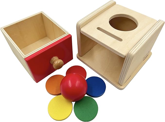 Dailyfunn Montessori Toys Coin&Ball 2-in-1 Drop Box Object Permanence Box for Infant Baby Preschooler 6-24 Months