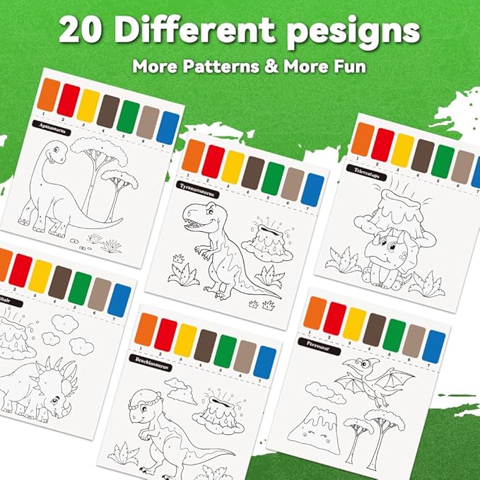 Water Coloring Books for Toddlers 3-8,Dinosaurs Coloring Book with Watercolor Paint Set Kids,Travel Coloring Kit，Arts and Crafts Suitable for Birthday