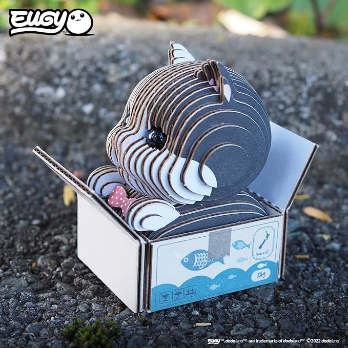 Eugy Cat - Tuxedo 3D Puzzle, 32 Piece Eco-Friendly Educational Learning Puzzles for Kids 6+