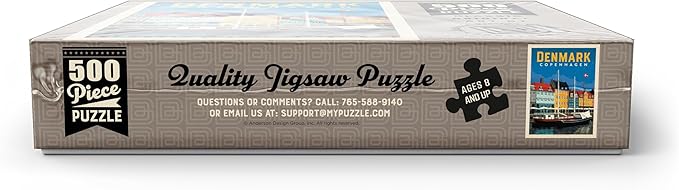 MyPuzzle Denmark: Copenhagen, Vintage Poster - Premium 500 Piece Jigsaw Puzzle for Adults