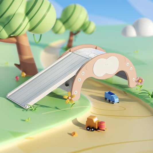 Children's Indoor Climbing Slideway Swing Playground 4-in-1 Function: Slide, Rock Climbing, Balance Board and Cradle Safe and Solid Montessori Toys Orange（1 Climbing Frame+1 Sliding Plate）