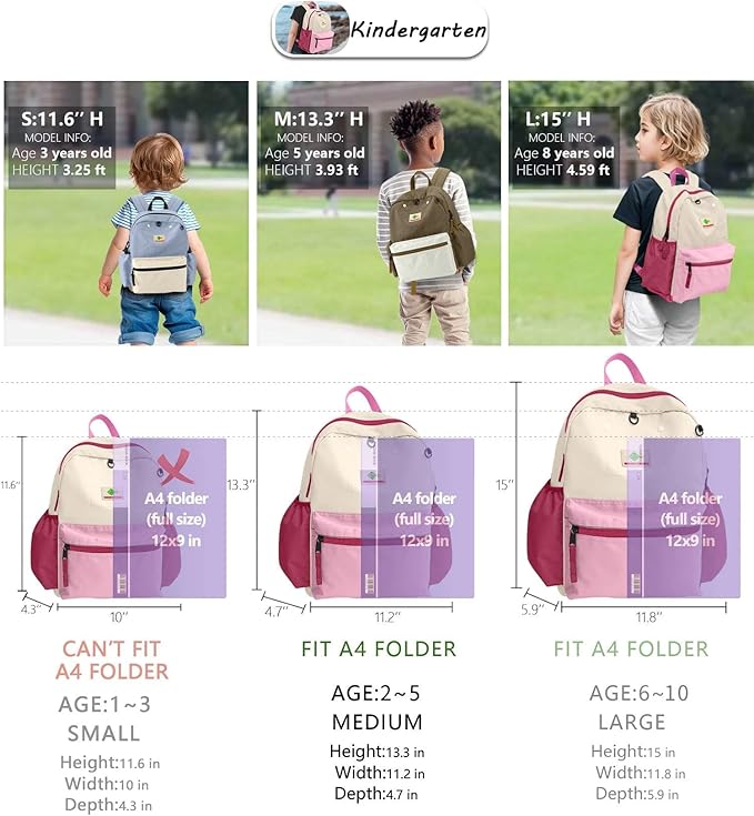 Toddler Backpack for Boys 2-5: Preschool Backpack for Boys Girls - Cute Kids Backpack for Boys 13.5" H Fit Folder