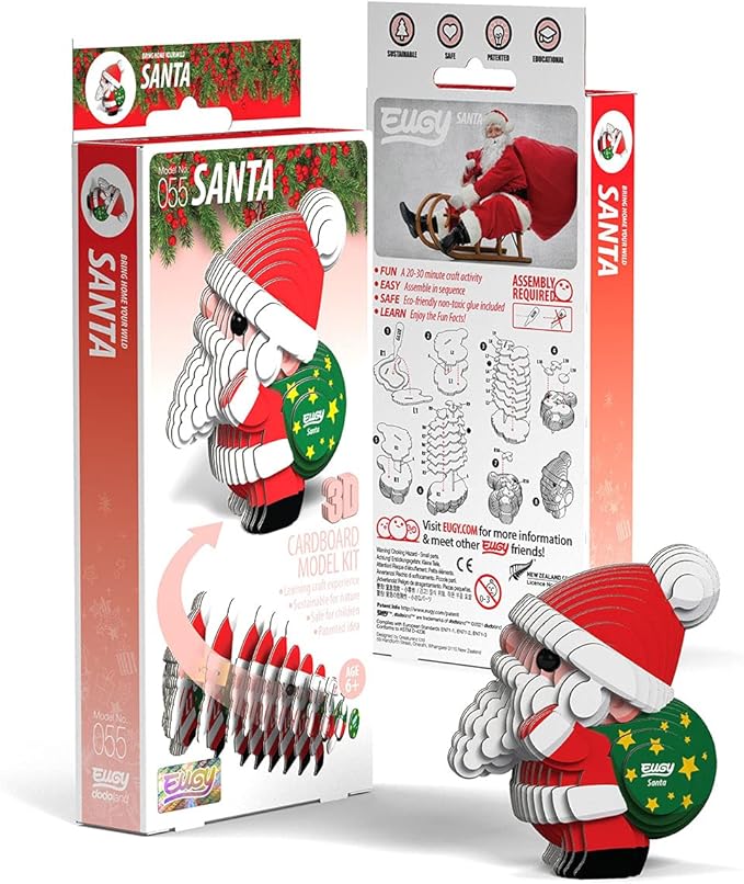 Eugy Santa 3D Puzzle, 24 Piece Eco-Friendly Educational Toy Puzzles for Boys, Girls & Kids Ages 6+