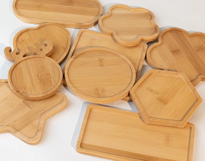 Lanyani 10pcs Wooden Assorted Shapes Mosaic Bases for DIY Mosaic Coaster Kit, with Wooden Surface for Handcrafted Glass Mosaic Tiles Crafts for Adults and Kids