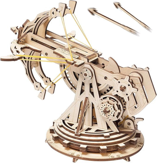 ROKR 3D Wooden Puzzles for Adults, DIY Wooden Ballista Launcher Toys Building Model Kits STEM Projects Toys for Boys/Girls