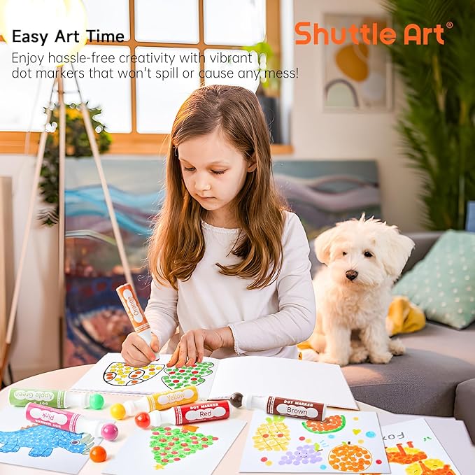 Shuttle Art Dot Markers, 14 Colors Bingo Daubers with 20 Unique Patterns of Dot Book for Toddler Art Activities, Non-Toxic Washable Coloring Markers for Preschool Kids Learning