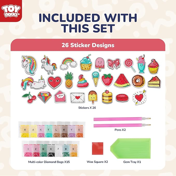 TOY Life Diamond Painting Kits for Kids, Diamond Art for Kid, 26pcs Unicorn Diamond Painting Stickers, Gem Art and Craft Kits for Kids Age 3-6 8-12