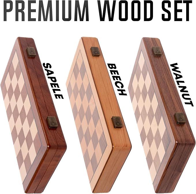 Chess Armory 15 inch Chess Set Magnetic - Premium Wooden Board Game with a Portable Wood Case and Secure Storage for Pieces, Set for Kids and Adults (Walnut Wood)