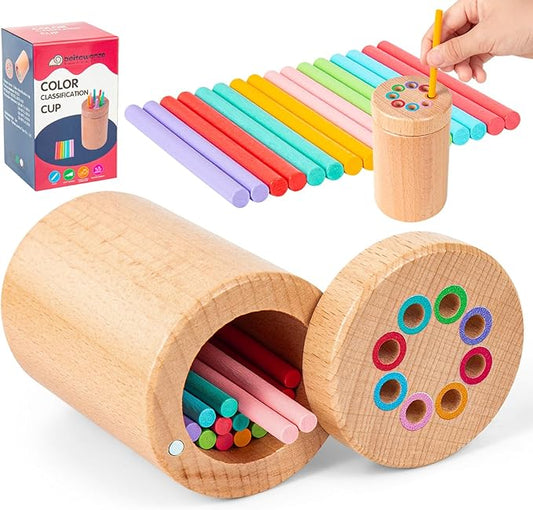 Montessori Toys for 3 Years Old - Color Sorting, Wooden Toddler Learning Toys with Sensory Color Matching for Toddlers